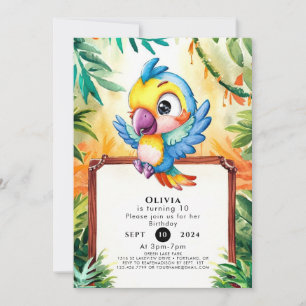 Invitación Pastel Enchanted Parrot Birday