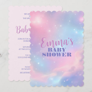 Invitación Pastel Etéreo Rosa Azul Galaxia Cósmica Estrellada