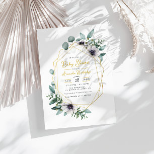 Invitación Pastel Eucalyptus Anemone Geométrico Baby Shower