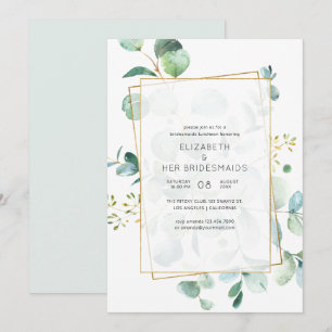 Invitación Pastel Eucalyptus Gémetric Bridesmaids Luncheon