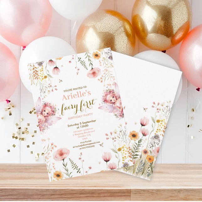 Invitación Pastel Fairy floral garden tea fiesta cumpleaños (Subido por el creador)