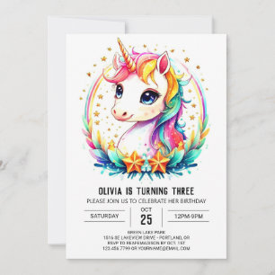 Invitación Pastel Fantastic Unicorn Cumpleaños