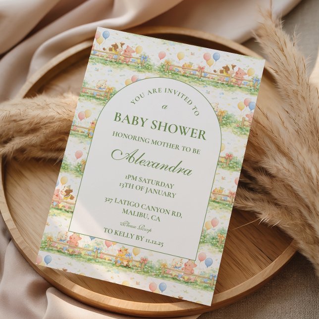 Invitación Pastel Farm Animals Garden Baby Shower (Subido por el creador)