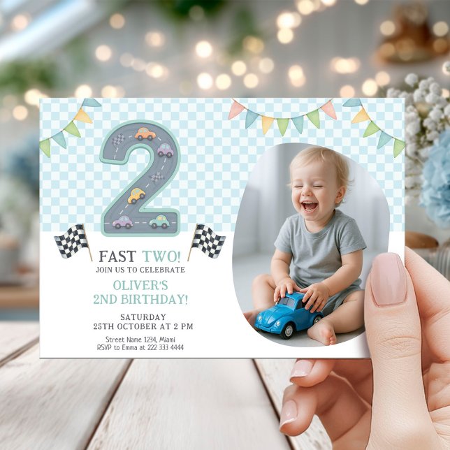 Invitación Pastel Fast Two Birthday Car (Subido por el creador)