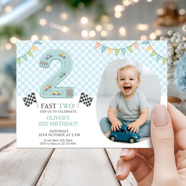 Invitación Pastel Fast Two Birthday Race (Subido por el creador)