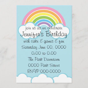 Invitación Pastel Feliz Pequeño Arcoiris