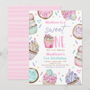 Invitación Pastel Fiesta de primer cumpleaños Fiesta dulce de