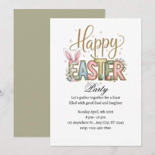 Invitación Pastel Fiesta Feliz Pascua