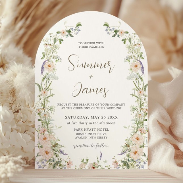 Invitación Pastel Flor silvestre Delicate Arco Boda Floral (Subido por el creador)