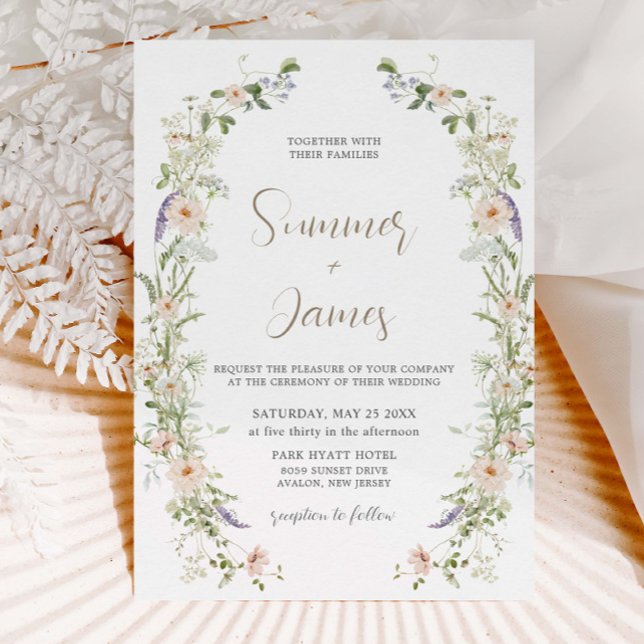 Invitación Pastel Flor silvestre Delicate Boda de guirnaldas  (Subido por el creador)
