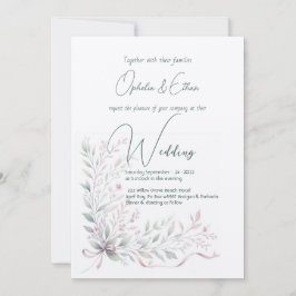 Invitación Pastel floral boda de tipografía moderna