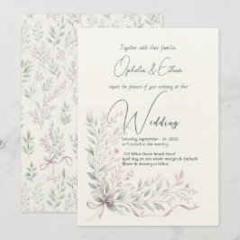 Invitación Pastel floral boda de tipografía moderna