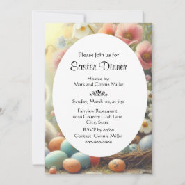 Invitación Pastel Floral de Brunch de Pascua