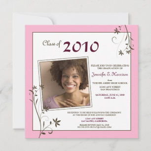 Invitación Pastel Floral de graduación (bebe rosa)