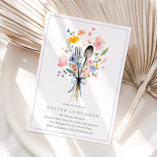 Invitación Pastel Floral Easter Luncheon Elegant