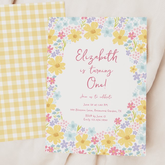 Invitación Pastel Floral Flores Silvestres Cumpleaños 1 (Subido por el creador)