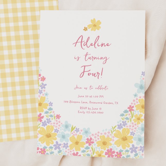 Invitación Pastel Floral Flores Silvestres Cumpleaños Infanti (Subido por el creador)