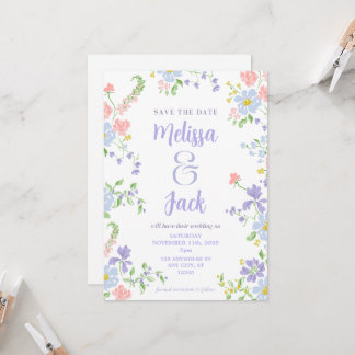 Invitación Pastel Floral Guardar la fecha
