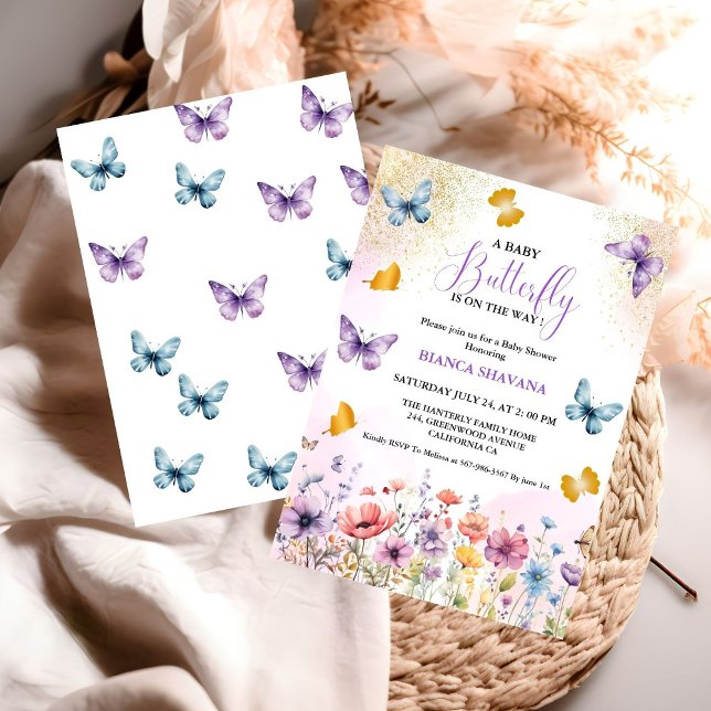 Invitación Pastel Floral Mariposa Baby Shower (Subido por el creador)