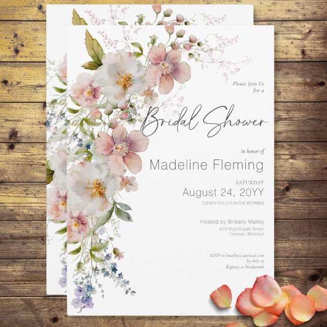 Invitación Pastel Floral Moderna Ducha Bridal (Pastel Floral Modern Bridal Shower Invitation)