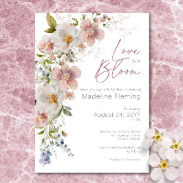 Invitación Pastel Floral Moderno Amor En La Ducha De Novias E