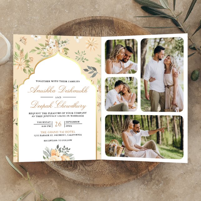 Invitación Pastel Floral QR Código de la Peach Boda indio (Subido por el creador)