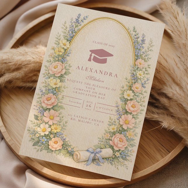 Invitación Pastel Floral Wreath Graduation Celebration (Subido por el creador)