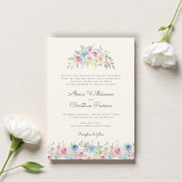 Invitación Pastel Floral Wreath Wedding Invitation