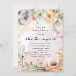 Invitación Pastel Florals Alcohol Ink Brunch y Bubbly