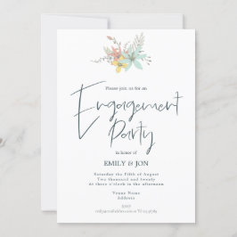 Invitación Pastel Florals Estilish Script Engagement Party