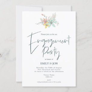 Invitación Pastel Florals Estilish Script Engagement Party