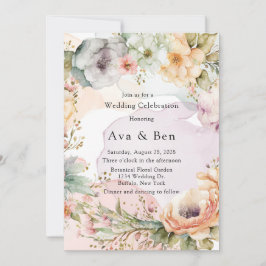 Invitación Pastel Florals y Boda de tinta de alcohol