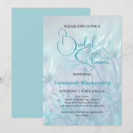 Invitación Pastel fondo floral Verde azulado ducha de novia