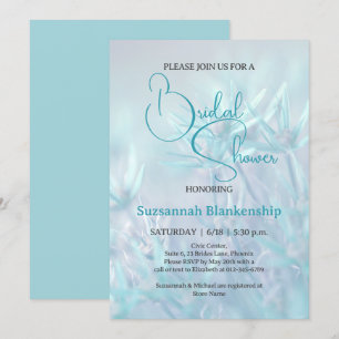 Invitación Pastel fondo floral Verde azulado ducha de novia