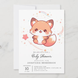 Invitación Pastel Fox Baby Shower encantado