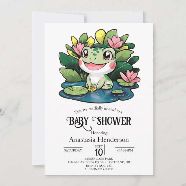 Invitación Pastel Frog Baby Shower (Anverso)