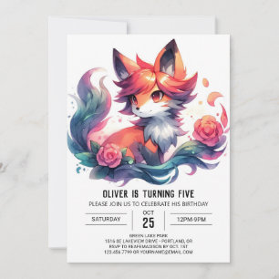 Invitación Pastel Fun Fox Birthday