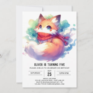 Invitación Pastel Fun Fox Birthday