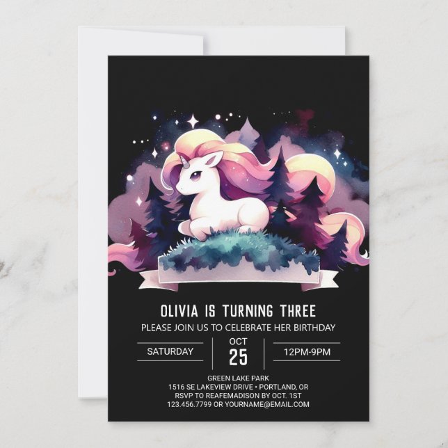Invitación Pastel Fun Horse Cumpleaños (Anverso)