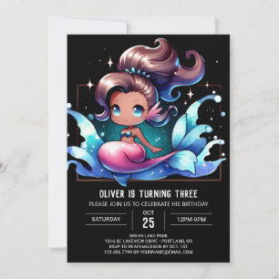 Invitación Pastel Fun Mermaid Cumpleaños