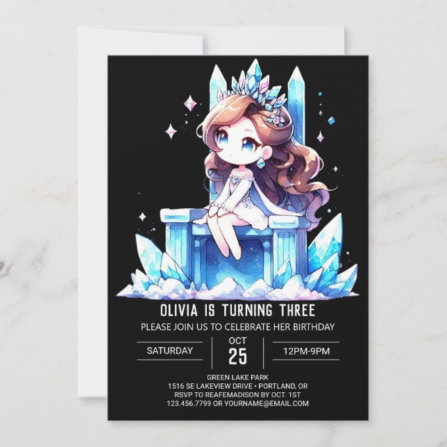 Invitación Pastel Fun Princess Birthday (Anverso)