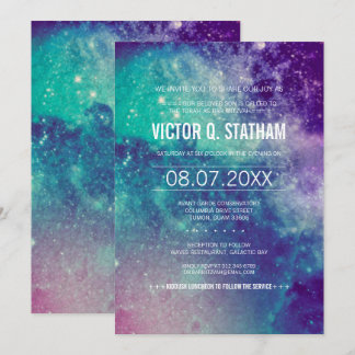Invitación Pastel Galaxy Bar Mitzvah Fiesta Invitado