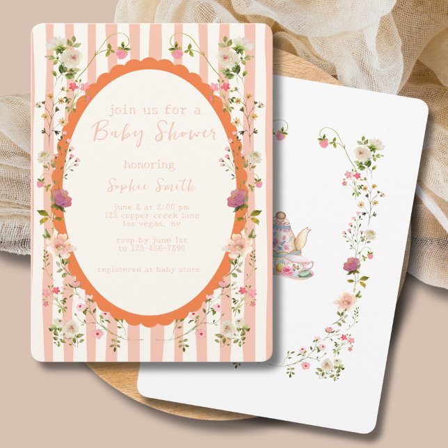 Invitación Pastel Garden Whimsical Wreath Baby Shower (Subido por el creador)