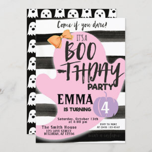 Invitación Pastel Ghost Halloween Boothday Fiesta Cumpleaños