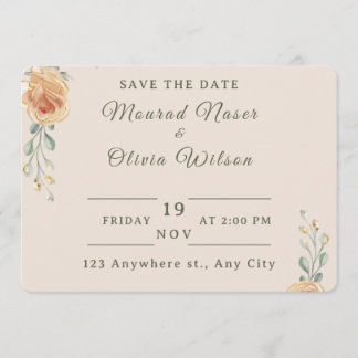 Invitación Pastel Gold Floral Wedding Save the Date Card