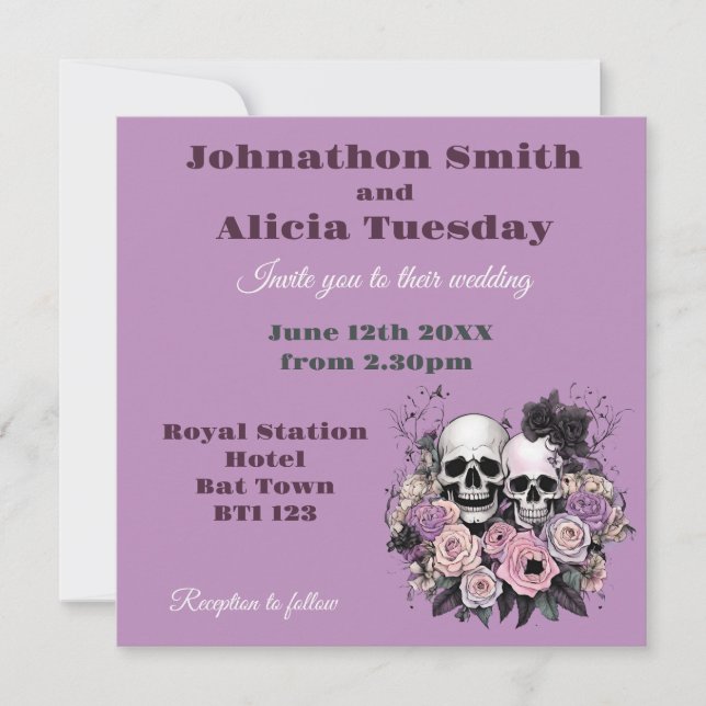 Invitación Pastel Gótico boda Victoria Moody gótica (Anverso)