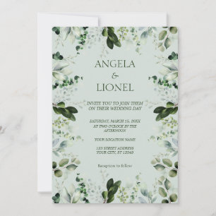 Invitación Pastel Green Eucalyptus Foliage Elegance Boda