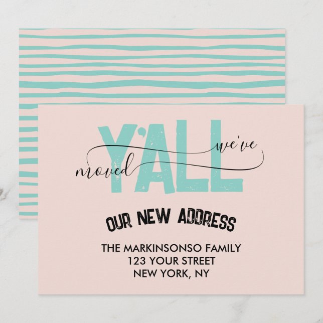 Invitación Pastel Green We Moved Y'all Moving Announcement (Anverso / Reverso)