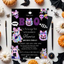 Invitación Pastel Halloween Girl Birthday Invitation, Spooky