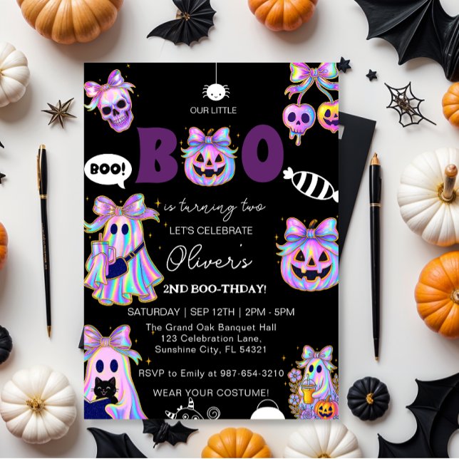 Invitación Pastel Halloween Girl Birthday Invitation, Spooky  (Subido por el creador)